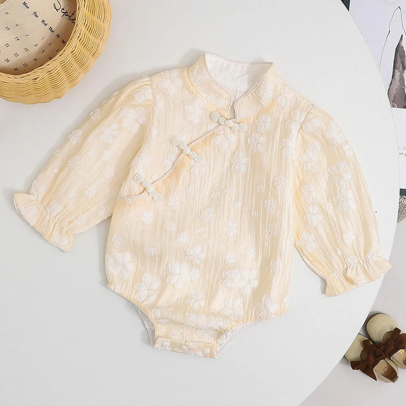 

Комбинезон для новорожденных девочек с длинным рукавом, хлопковые комбинезоны для маленьких девочек, осенне-весенняя одежда для маленьких девочек 0-24 месяцев