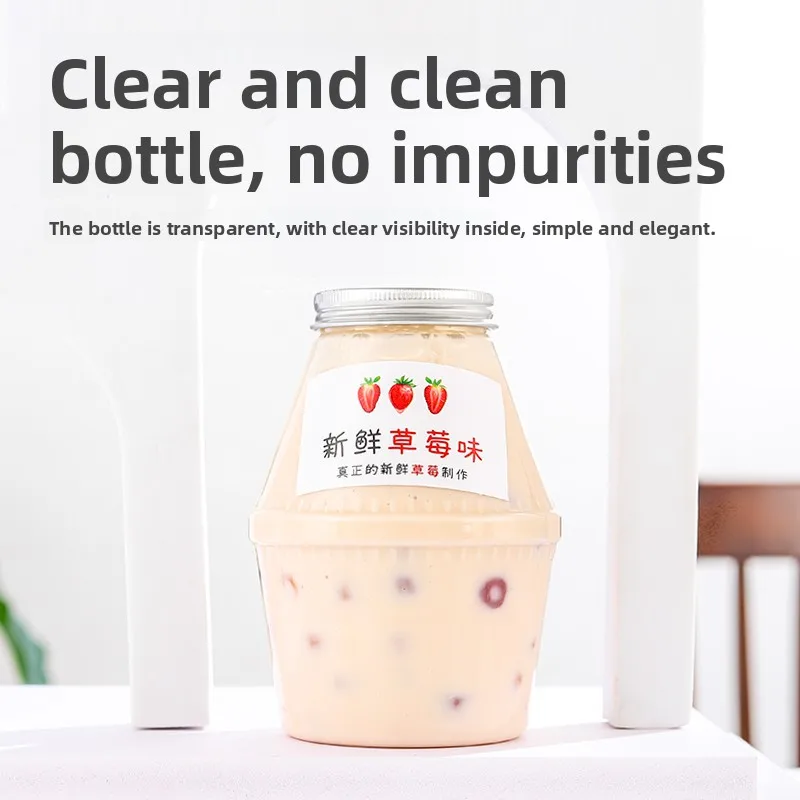 Fat Cup with Lid for Beverage Milk Tea Juice Cold Drink Home Use ular Disposable Plastic Cup Fruits Gelatin Bottle Paaging