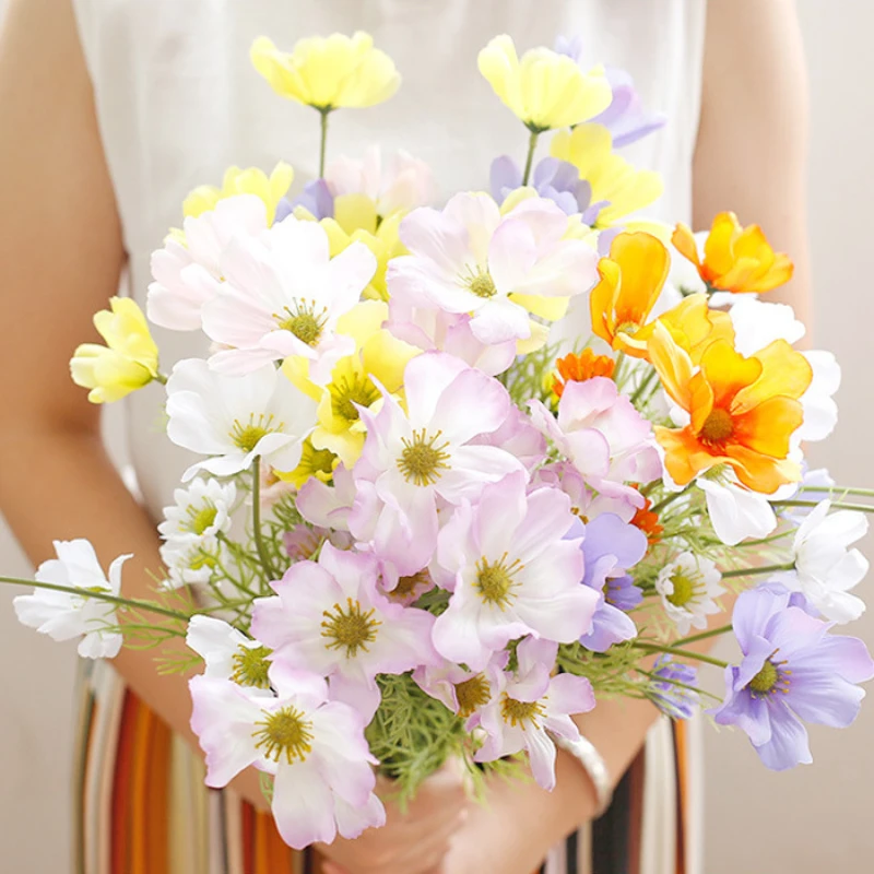 60CM6 Kopf Cosmos Künstliche Blume Hause Ornament Hochzeit Dekoration Blume Anordnung Fotografie Prop Gesang Blume