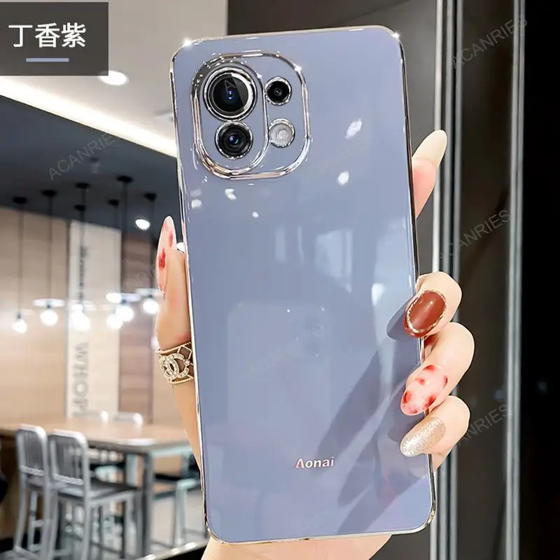 thumbnail image 1 of Luxury Ring Holder Case For Xiaomi Mi 11 Lite 5g Ne 11lite 4g 11t Pro Plating Square Silicone Stand Cover Xiomi Mi11 T Xiaomi11, 1 of 5