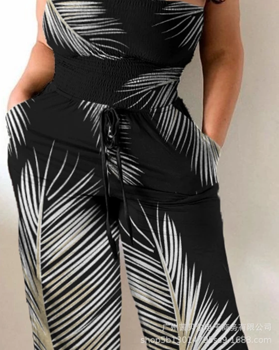 Women's Urban Jumpsuit 2024 Spring/summer Latest Fashion Casual Commuting Leisure Strapless Sexy Bra Print Romper Bodysuit