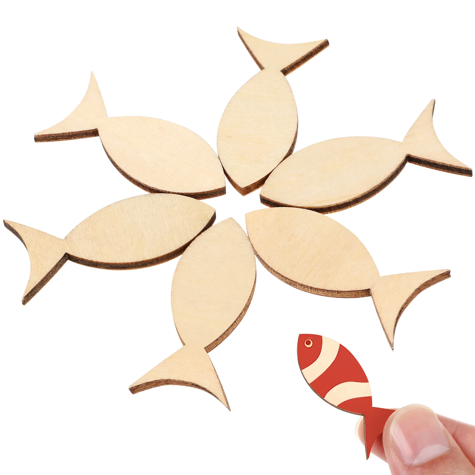 

100 Pcs Wood Wooden Solid Fish Ornament Shapes for Crafts Card Making Embellishments