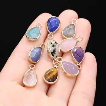 천연 자수정 청금석 타이거 아이 쿼츠 펜던트, 쥬얼리 제작, DIY 목걸이 귀걸이, 18x10mm, 5 개