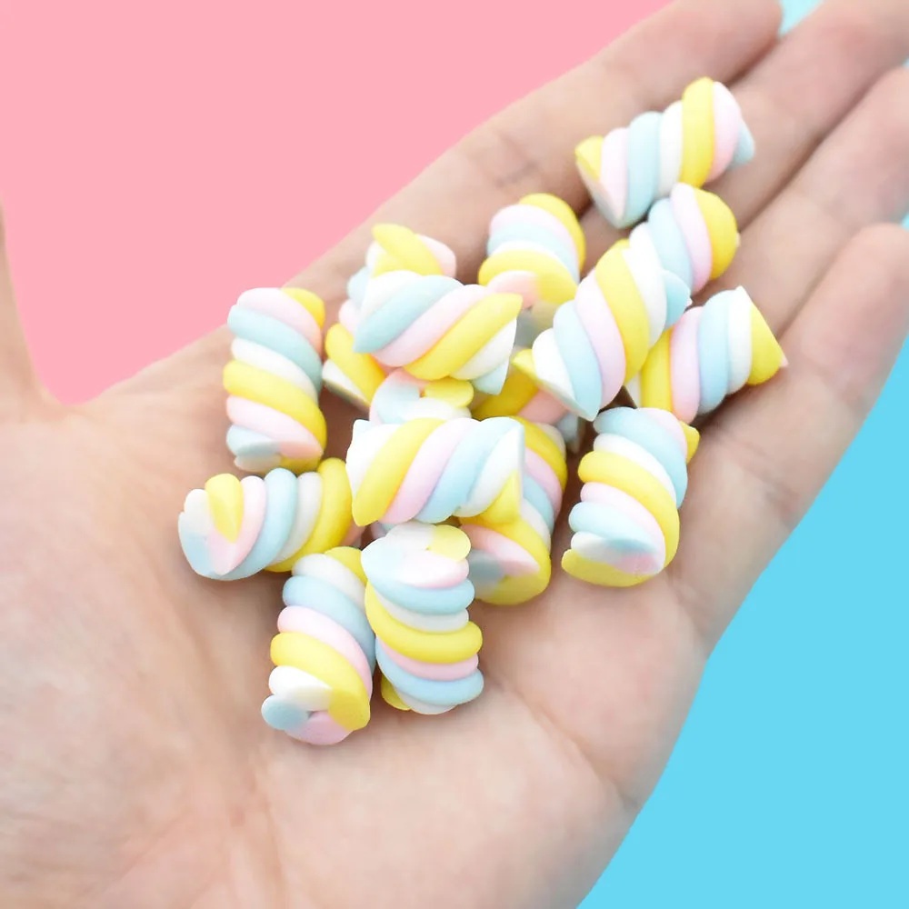10 Stücke Polymer Clay Marshmallows Für Schleim Füllstoff Zugabe Zubehör Küche Spielzeug Lebensmittel Für Puppenhaus Dekoration Charms – Detail 10