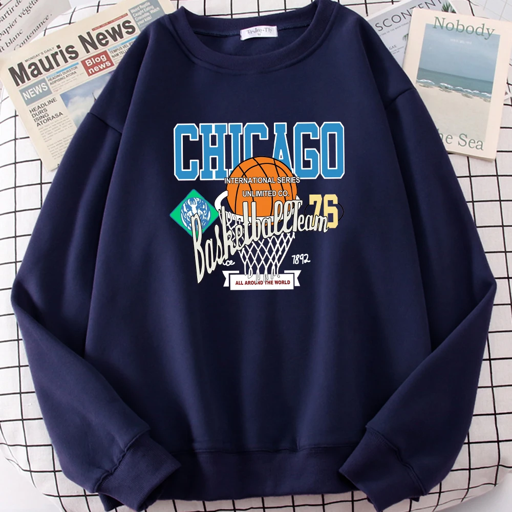 Chicago Logo tasarım Sticker Mens Hoody sevimli svetşört 2023 sonbahar polar giysi Crewneck gevşek erkek kazak