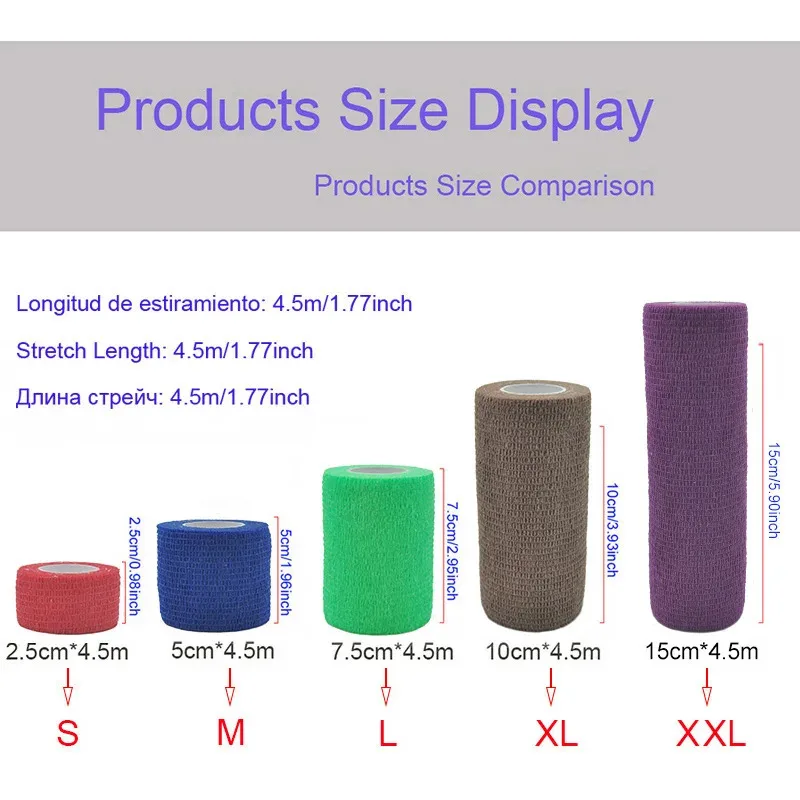 6/1pcs Colorful Athletic Wrap Tape Self Adhesive Elastic Bandage Elastoplast Sports Protector Knee Finger Ankle Palm Shoulder