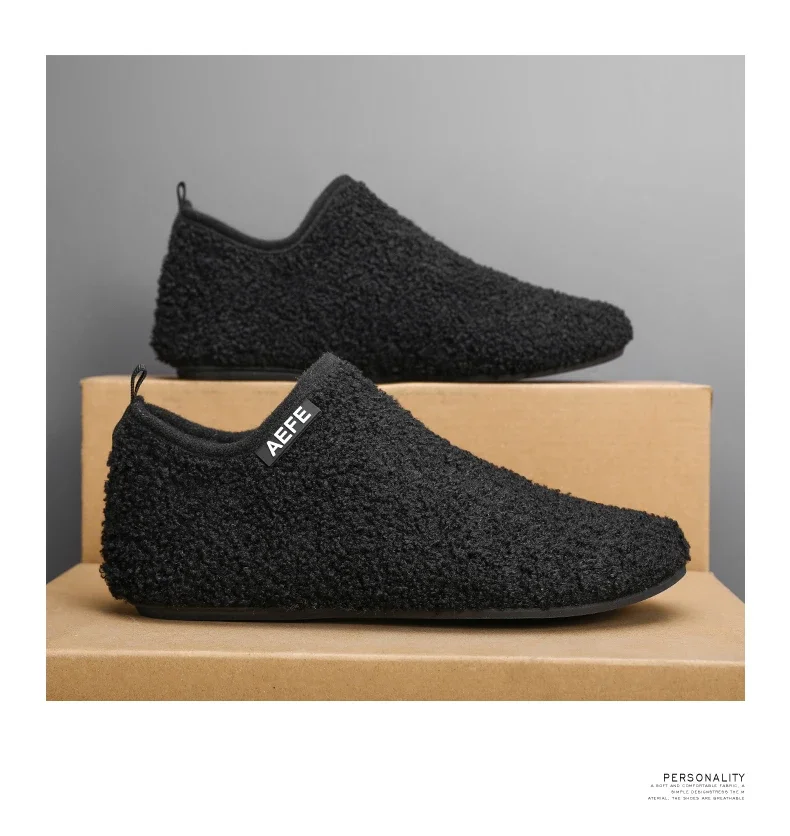 Se43e84046c0e4a0e940240d8f039da9fX Warm Lightweight Cotton Slippers for Men Plush Winter Home Loafers