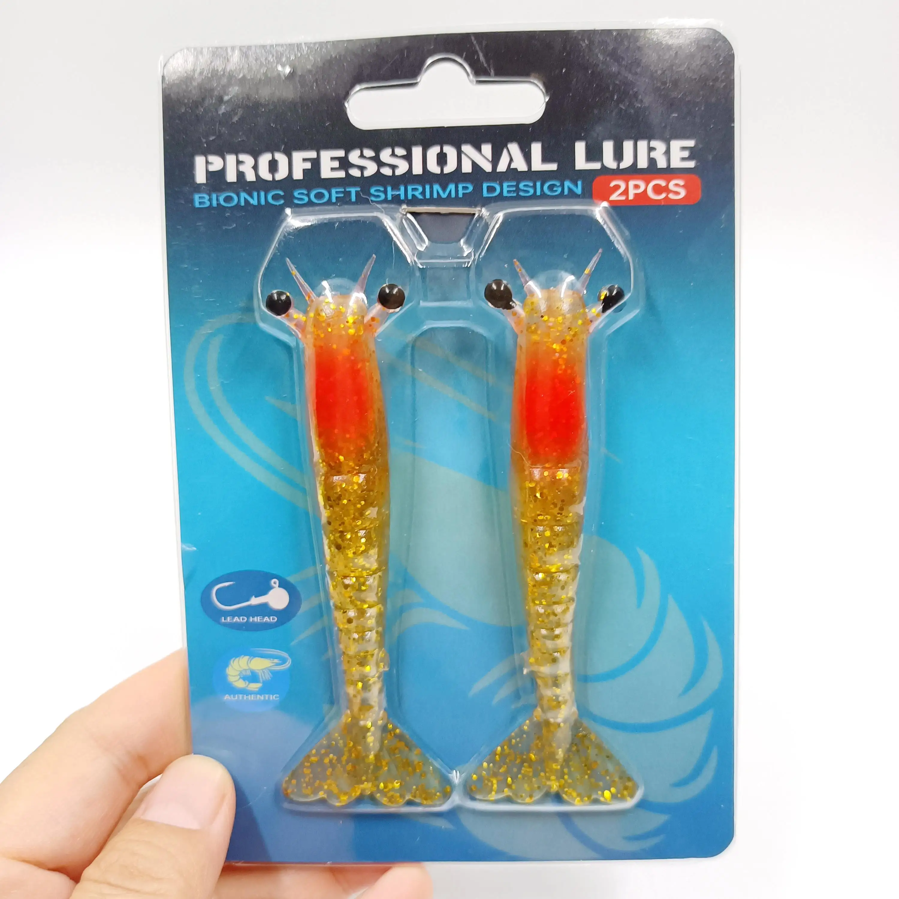 DUODUOYU 2PCS Neue Weiche Garnelen Angeln Locken 9,5 cm/6g 11,5 cm/10g Künstliche lebensechte Weiche Köder für Bass Hecht Forelle Angeln Pesca