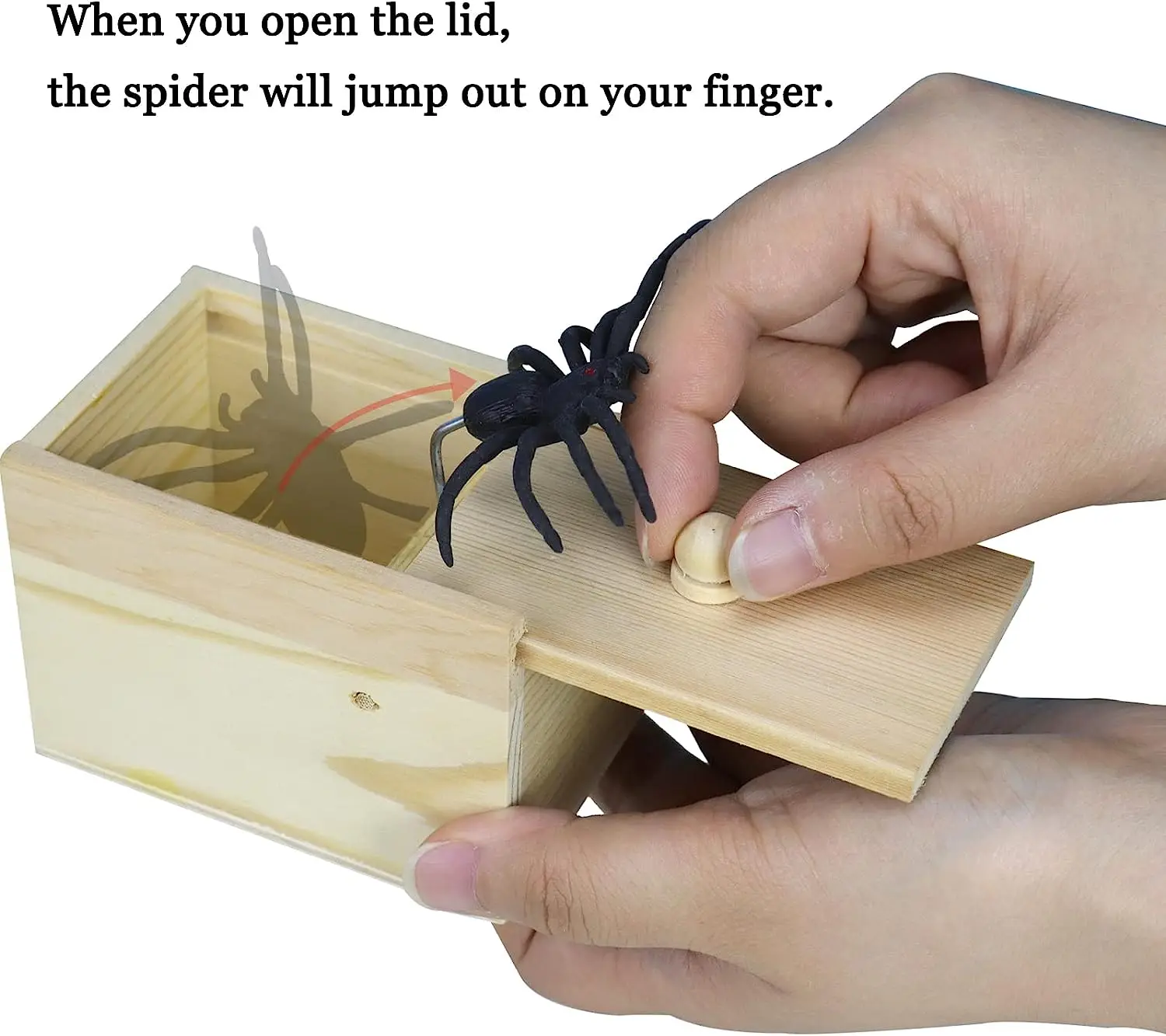 Halloween Fun Happy Joke Boxes Rubber Spider Prank Happy Box Handcrafted Wooden Spider Box Money Surprise in a