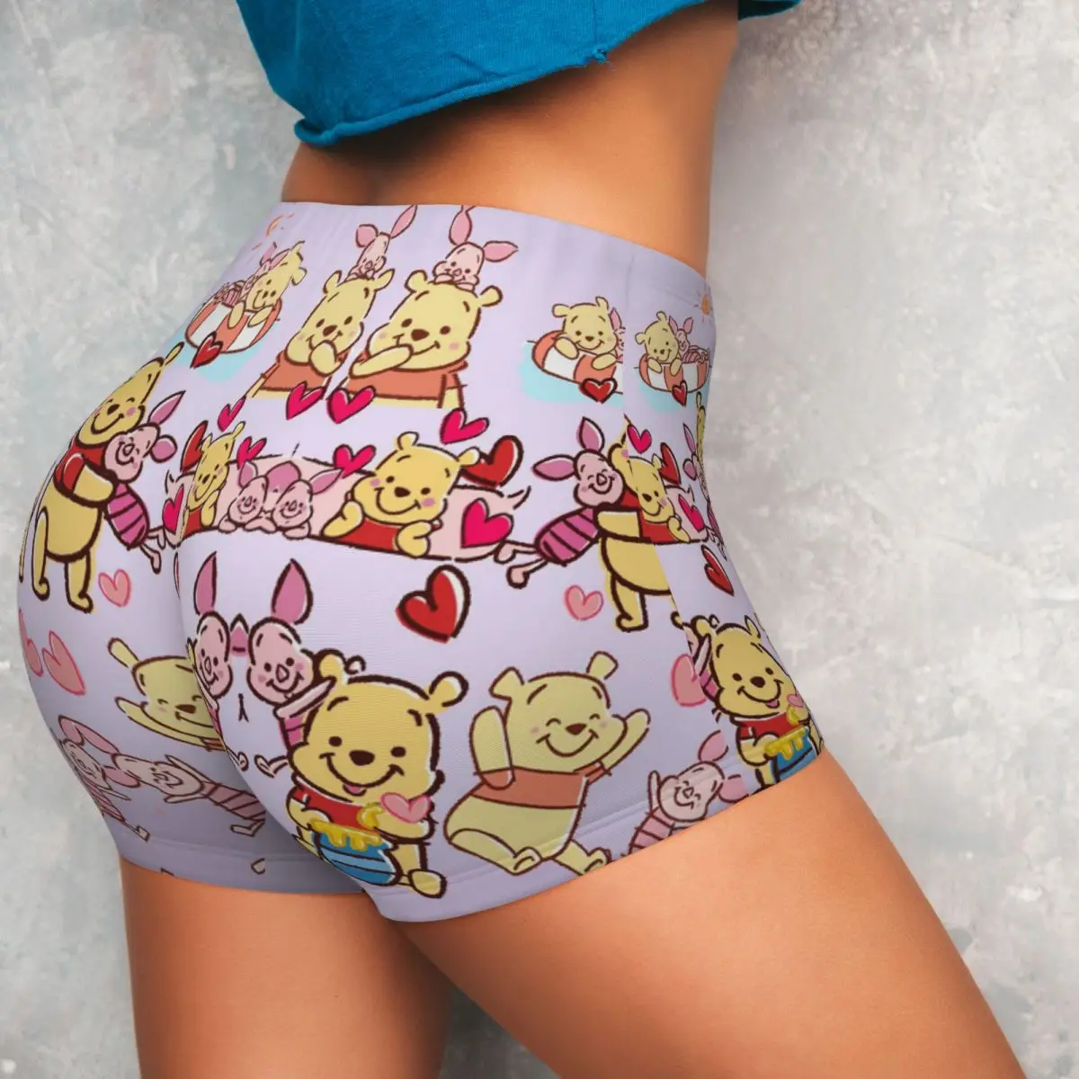 Winnie The Pooh Workout Biker Running Shorts Women Animation Gym Yoga Shorts