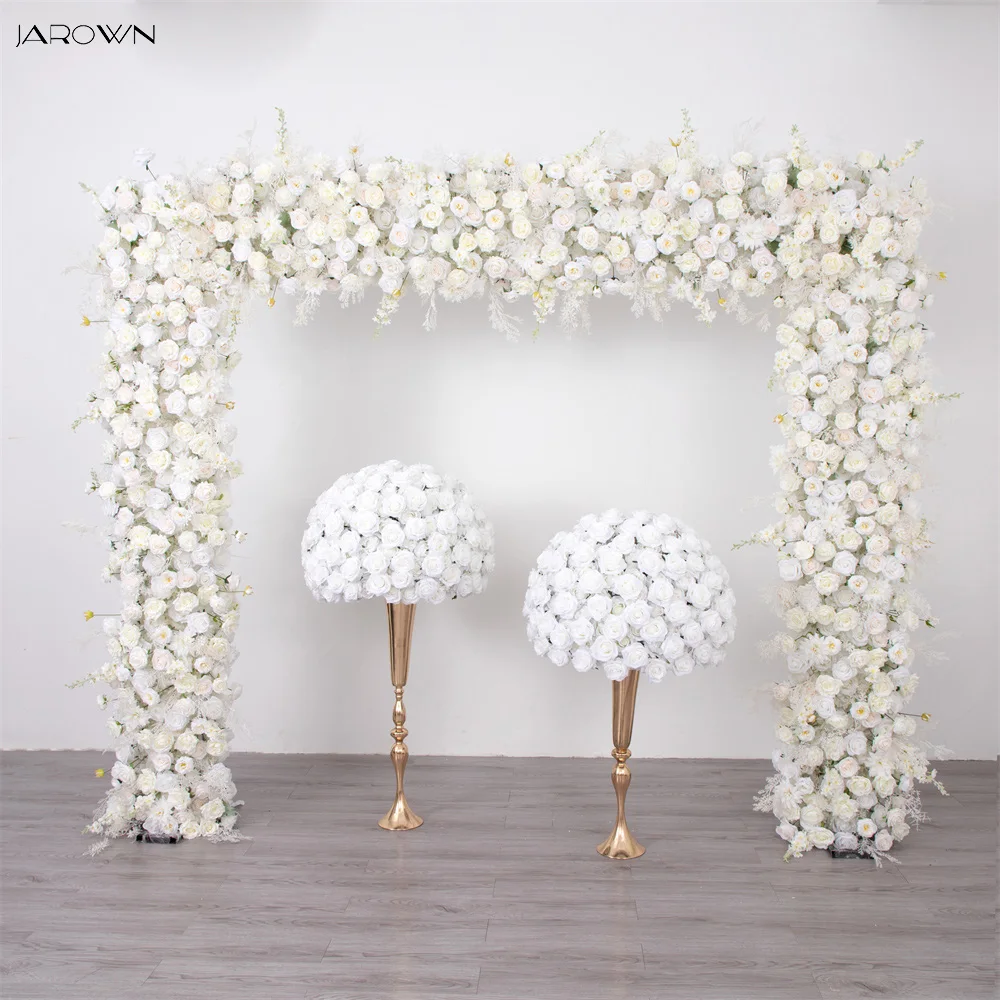 

White Series Floral Arrangement Artificial Rose Peony Flower Runner for Wedding Backdrop Decor Outdoor Birthday Party Arch Props