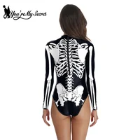 [You're My Secret] Halloween Costume Cosplay Skeleton Print Zenti Bodysuits Carnival Party Jumpsuit Outfit Women Day of The Dead 2