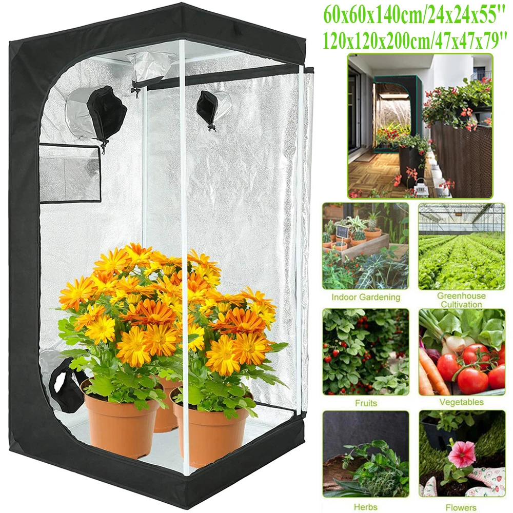 

Hydroponic Indoor Bud Green Room Plant Gardening Growth Canopy Hydro Box Mylar Silver 600D Oxford Plant Grow Tent Growing D30