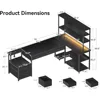79 inch L Shaped Desk with File Drawers, Reversible L Shaped Gaming Desk with Power Outlets & LED Lights, Computer Desk wit 3