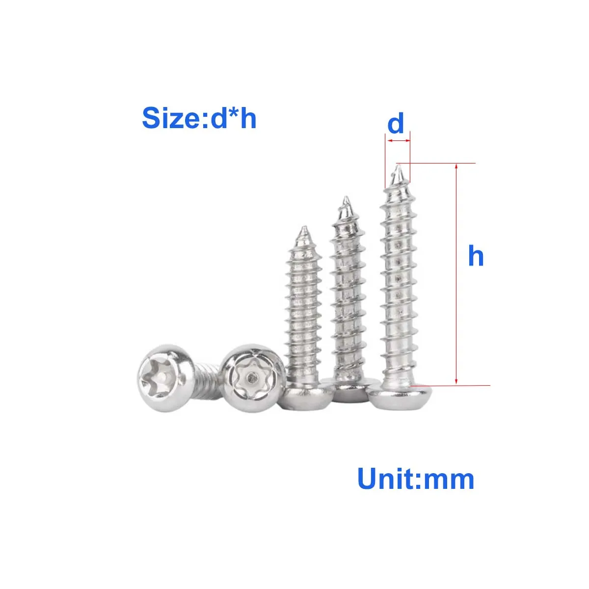 

304 Stainless Steel Pan Head Round Head Plum Blossom With Pillar Needle Core Anti-Theft Self Tapping Wood Screw