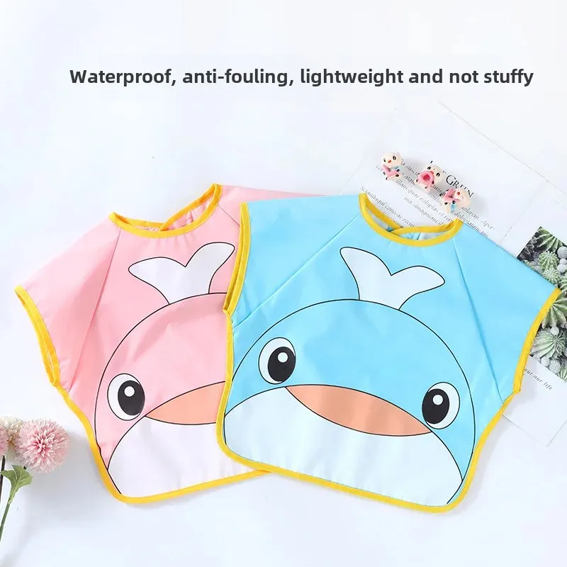 Waterproof Dirty Proof Sleeveless Apron Cute Cartoon Baby Feeding Smock Art Class Eating Apron for Infants And Toddlers