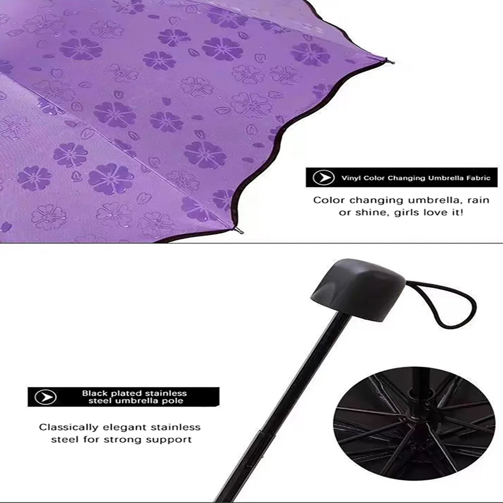 Folding Umbrella Manual Umbrella Red leaf Portable Manual Folding Umbrella Flowering Umbrella in Water Black Glue Coated Light Weight UV