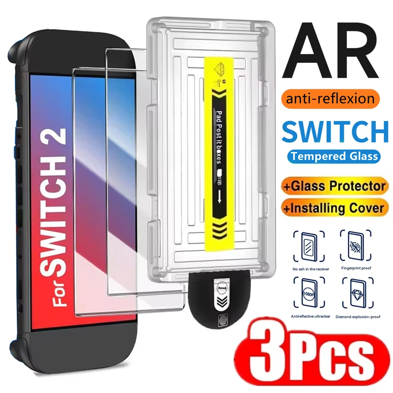 3 stuks gehard glas voor Nintendo Switch 2 OLED-gameconsole beschermer schermbeschermer voor Nintendo Switch 2 eenvoudige installatie