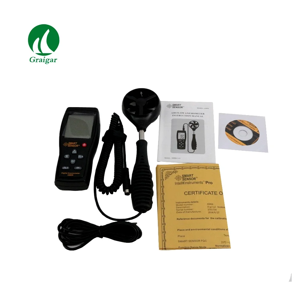스마트 센서 AS856 디지털 풍속계 공기 흐름 측정기 풍속 테스터 HVAC 공기 속도 측정기