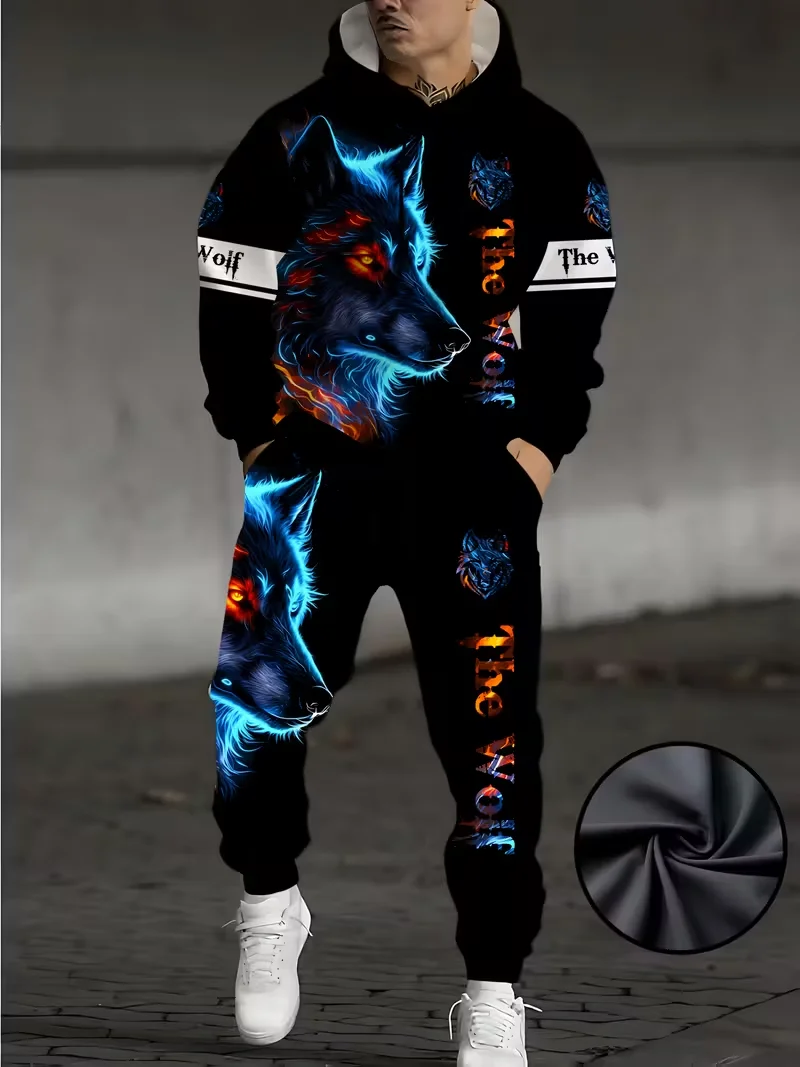 لهب الأسد البلوز هوديس مجموعات ثلاثية الأبعاد الطباعة الرجال النساء موضة هوديي + بانت 2 قطعة مجموعات تأثيري بدلة رياضية رجالي 2 قطعة مجموعات