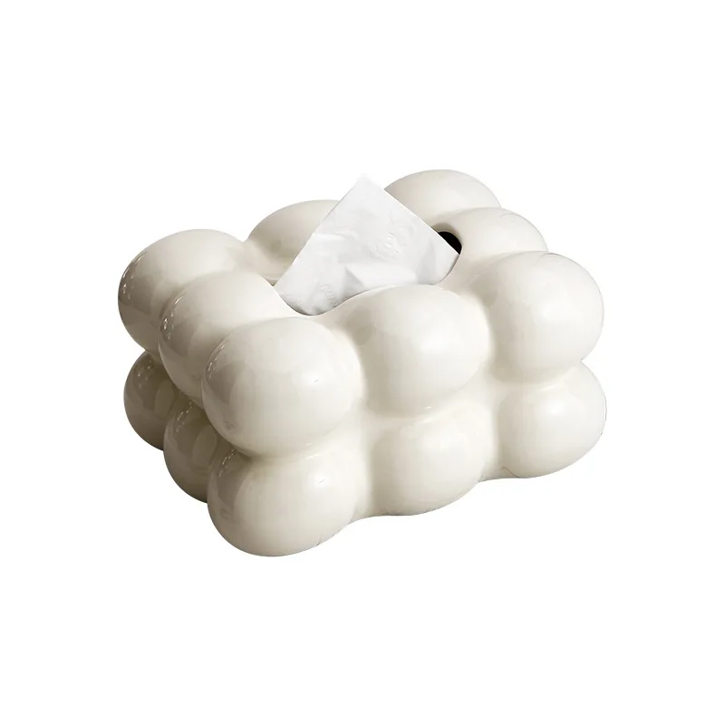 Marshmallow Tissue Box Ceramic Extractor Box Silver Bubble Desktop Storage Paper Towel Holder Tissue Holder Home Decoration 6
