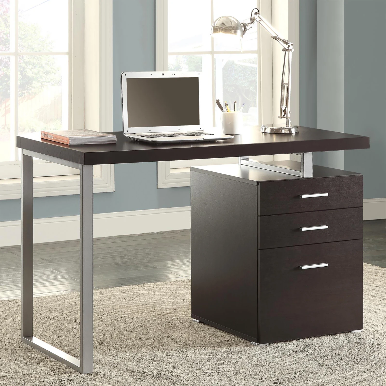 

Cappuccino 3-drawer Reversible Office Desk desk