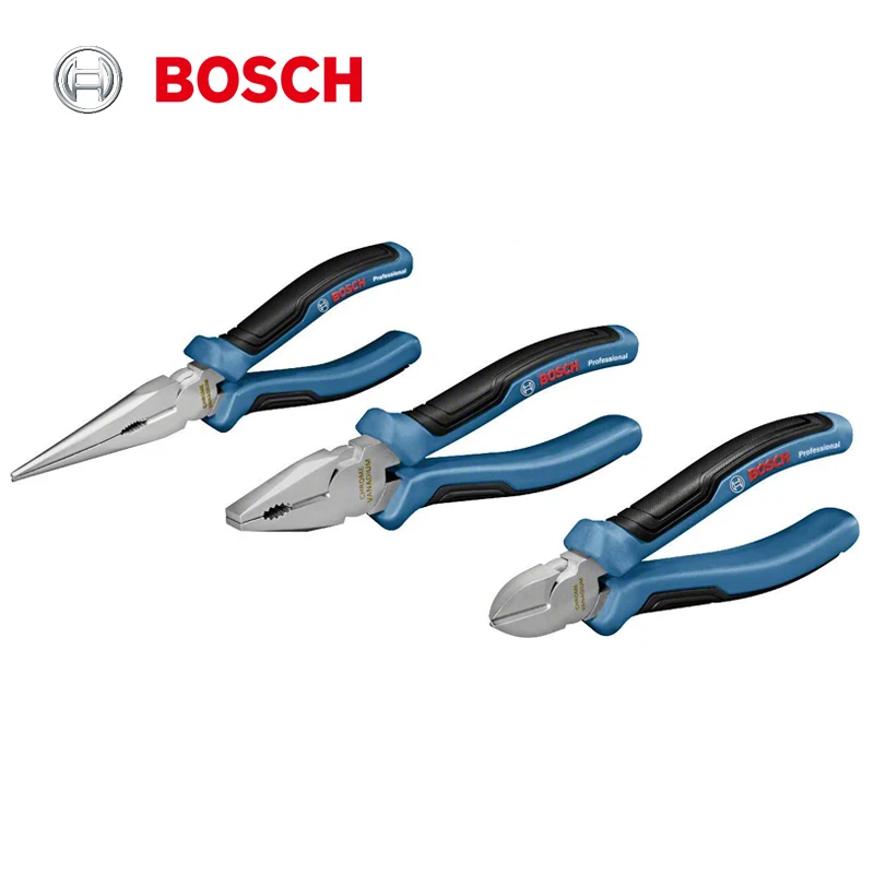 

Bosch Professiona Pliers 160/180/200mm Chromium Vanadium Steel Ergonomic Original Needle Nose Plier Wire Cutters Diagonal Pliers