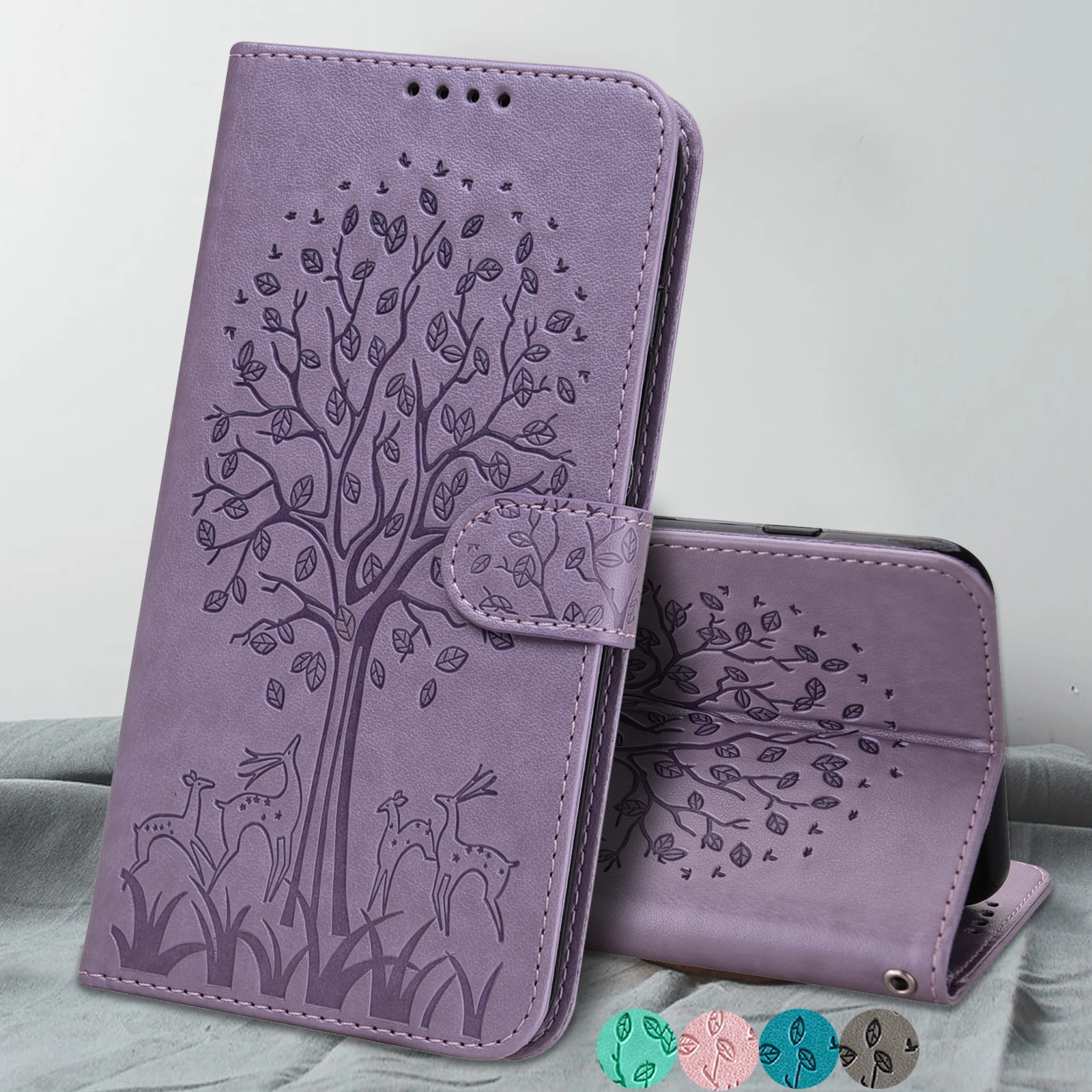 13Pro Flip Leather Case for iPhone 13 12 11 Pro Max X XS XR 6 7 8 Plus SE Case Tree Deer Magnetic Wallet Card Holder Phone Cover 13 pro max case iPhone 13 Pro Max