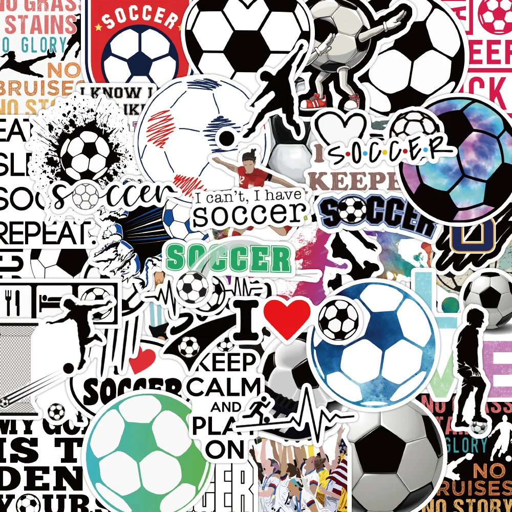 

200PCS Soccers Stickers Cute Footballs Vinyls Decals for Water Bottles Scrapbook Car Cups Laptop Bike Skateboard Luggage Guitar