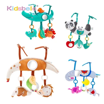 Cute Animal Plush Hanging Toy for Crib & Stroller – Soft Rattle, Teether & Mirror, Early Learning Sensory Toy 1