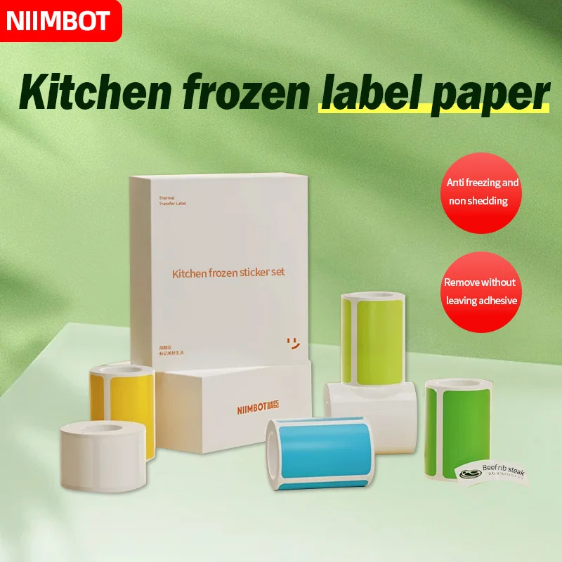 NIIMBOT B1 B21 B203 Frozen Label Paper Resistant to Low Temperatures Down to -18&deg;C Sticker Roll For Kitchen/Freezer Cabinet New
