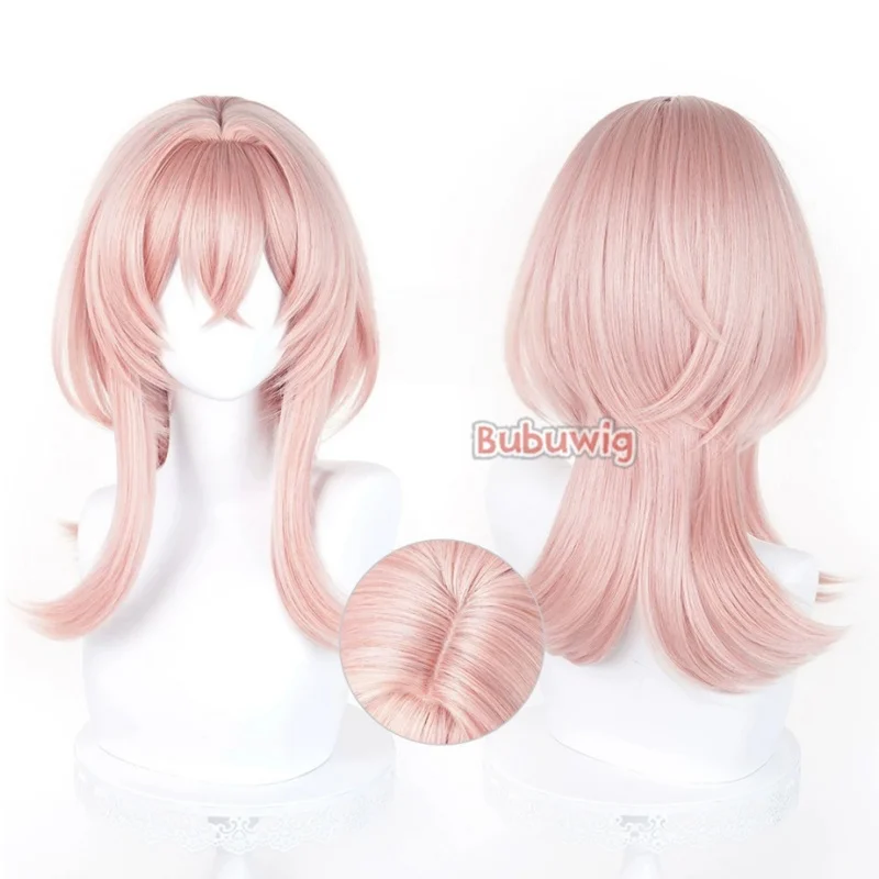 Bubuwig 합성 헤어 리니아 코스프레 가발 게임 Genshin Impact 리니아 52cm 긴 스트레이트 혼합 색상 포니테일 가발 내열성