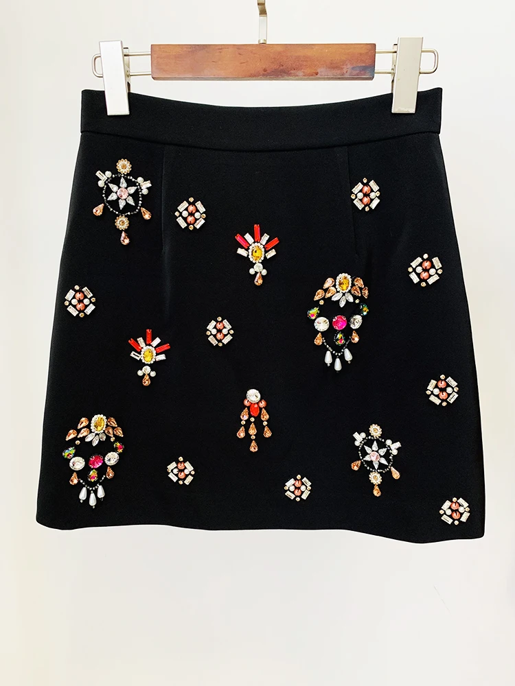HIGH STREET Newest 2024 Designer Runway Suit Set Women's O-neck Zip Back Cropped Tops Mini Skirt Set 2pcs 5