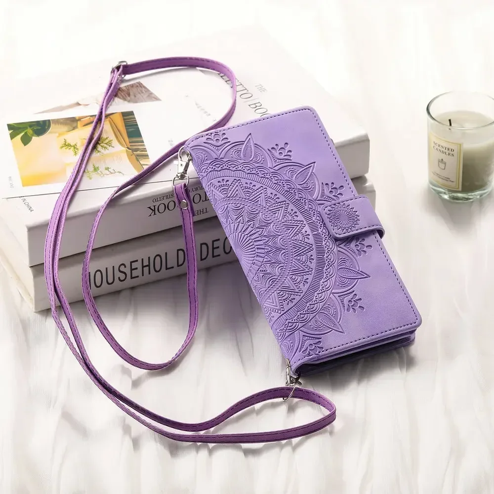 Leather Crossbody Zipper Flip Wallet Case - Premium Book