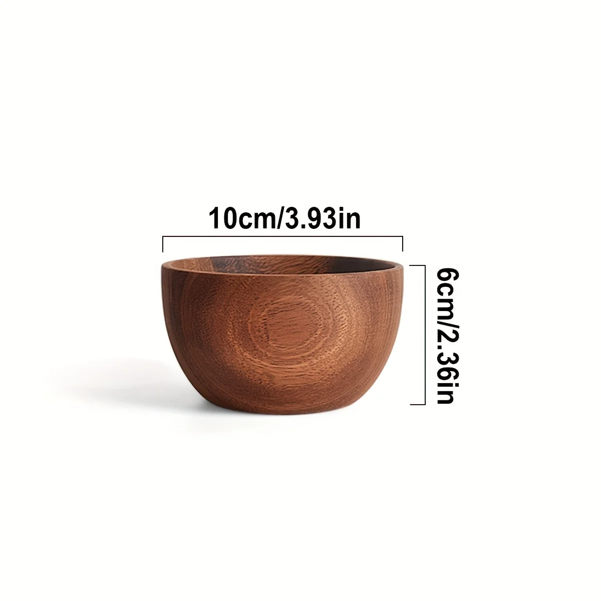2 Pack Acacia Wooden Serving Bowls, 10*6cm for Fruits, Cereal, Salads or Snacks-Handmade from a Single Organic Piece of Acacia
