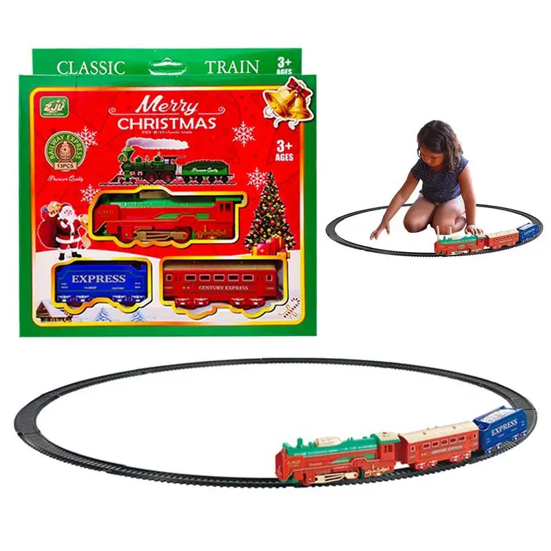 

Christmas Train Track Mini Electric Train Set With Light Simulation Retro Christmas Tree Train Toy Battery Operated Girl Gift