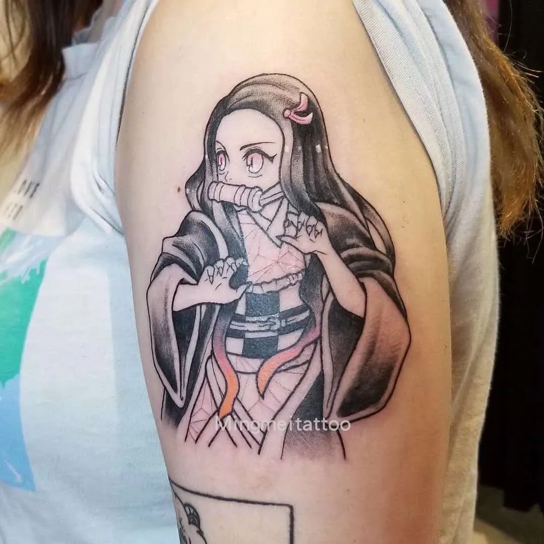 Tattoo Sticker Anime Temporary Tattoos Cartoon Nezuko Tanjirou Tatto Arm Body Art Tatoo Waterproof Fake Tattoo Sticker Adult Women Men Kid