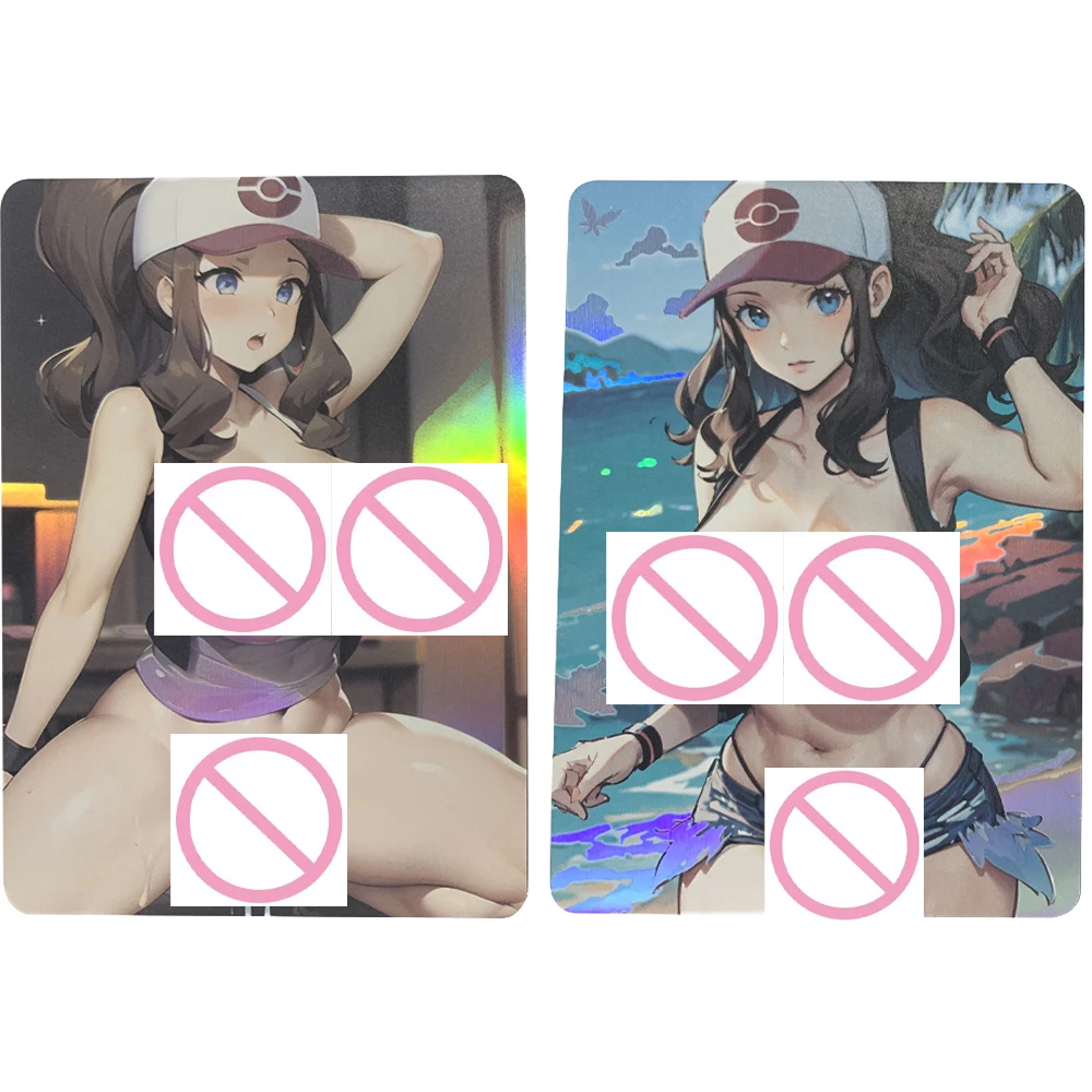 

Pokemons Touko Sexy Nude Card Anime Collection Card Refractive Colorful Flash Big Breasted Beauty Anime Peripheral Gifts 63*88mm