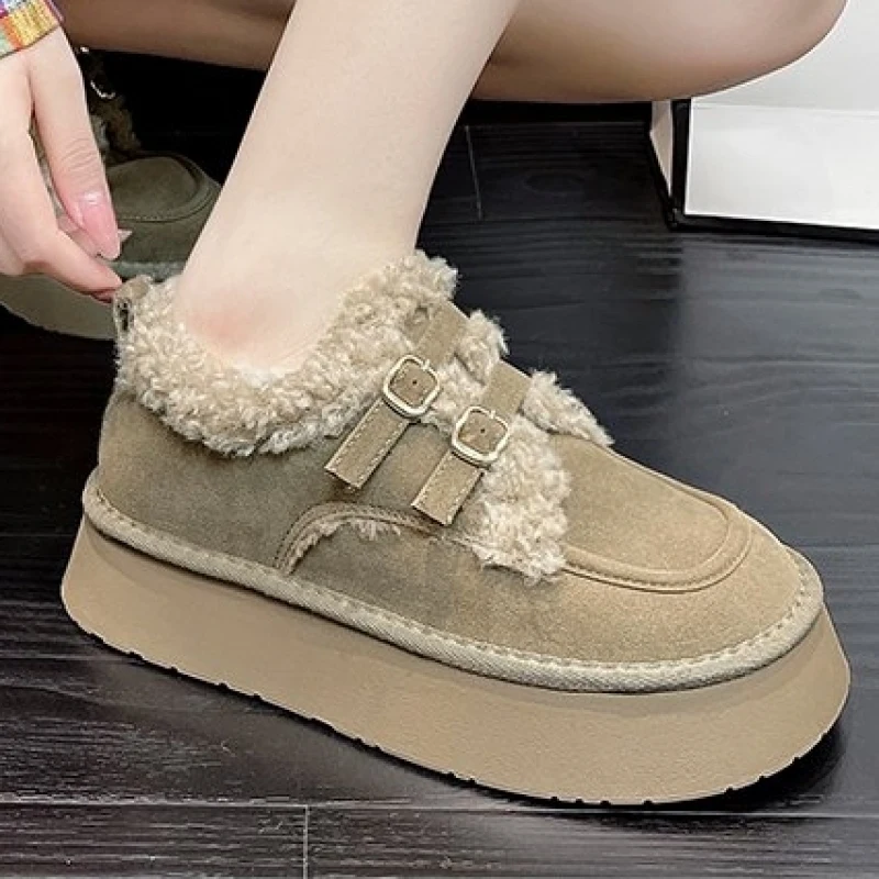 2024 Winter Warm Snow Boots Fur Design Women New Short Boots Non-slip Light Comfortable woman Home Slippers High Top Bread Shoes