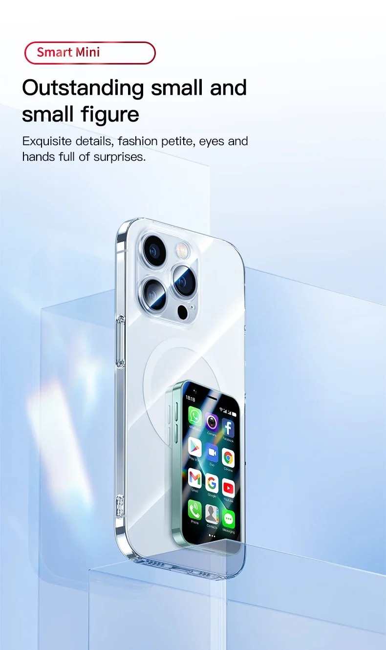 Teléfono Inteligente Mini FUFFI F8 Pro, Teléfono Android con Face ID, Portátil, Mini Celular de 8.1 Pulgadas HD, 16 GB de ROM, Batería de 2000 mAh