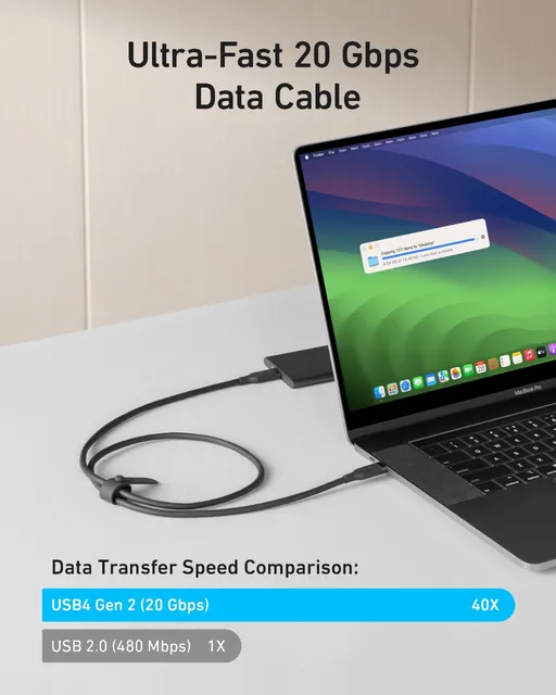 Anker USB4 Gen 2 Cable, 20 Gbps Data Transfer, 4K HD Display, 3 ft Bio-Based 240W Charging USB C to USB C Cable, For iPhone 15 - Hình ảnh 3