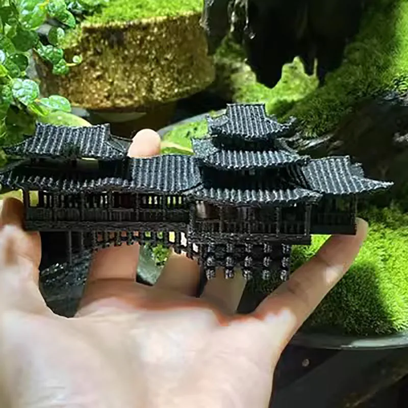 Chinese Style Ancient Architectural Model Decoration, Covered Bridge, 3D Printing, Mini Landscape Bridge, Plastics Ornament, 231