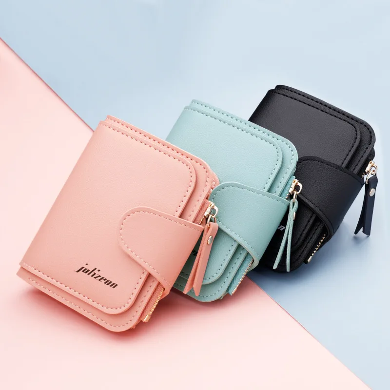 Leather Small Wallets Women Luxury Brand Design Splicing Short Wallet  Purses Female Short Coin Zipper Purse Credit Card Holder - AliExpress