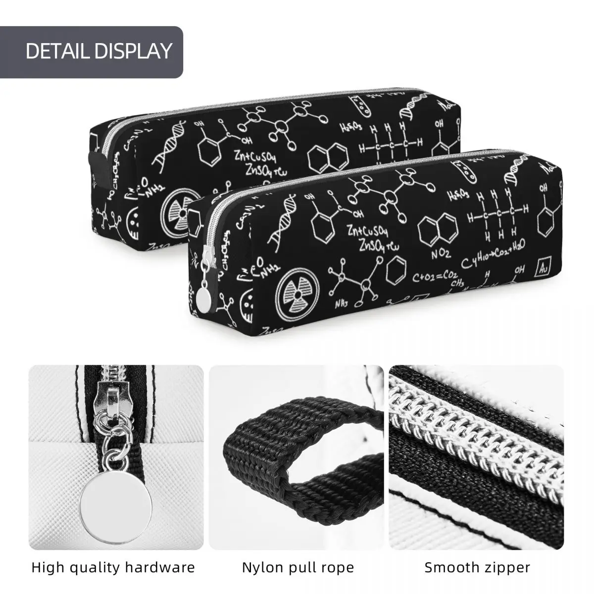 Science Chemistry Pattern Pencil Cases Fashion Chemical Pen Box Bags Girl Boy Large Storage Office Cosmetic Pencil Pouch
