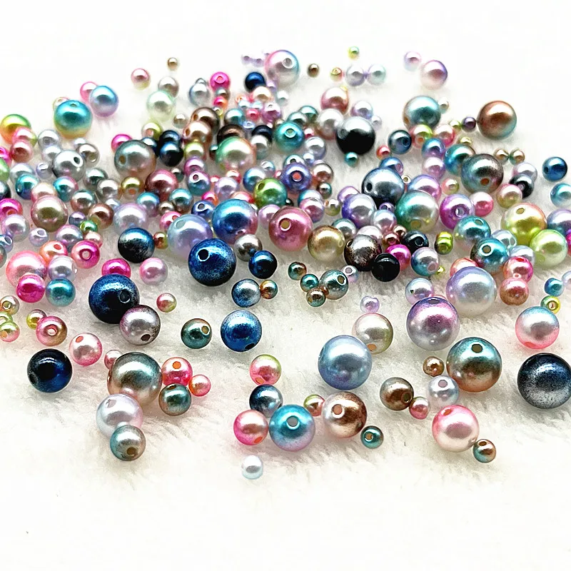 Nouvelles perles rondes en acrylique de 4/6/8/10mm, perles d'espacement amples pour la fabrication de bijoux, collier, Bracelet, accessoires de bricolage