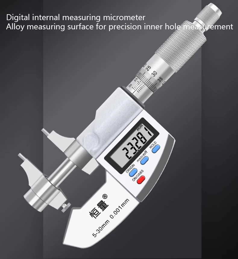 Description Picture 2 of itemStainless Steel Two-Point Inner Diameter Micrometer Internal Measuring Micrometer 5-30/25-50-75-100mm0.01N inner Diameter Ruler