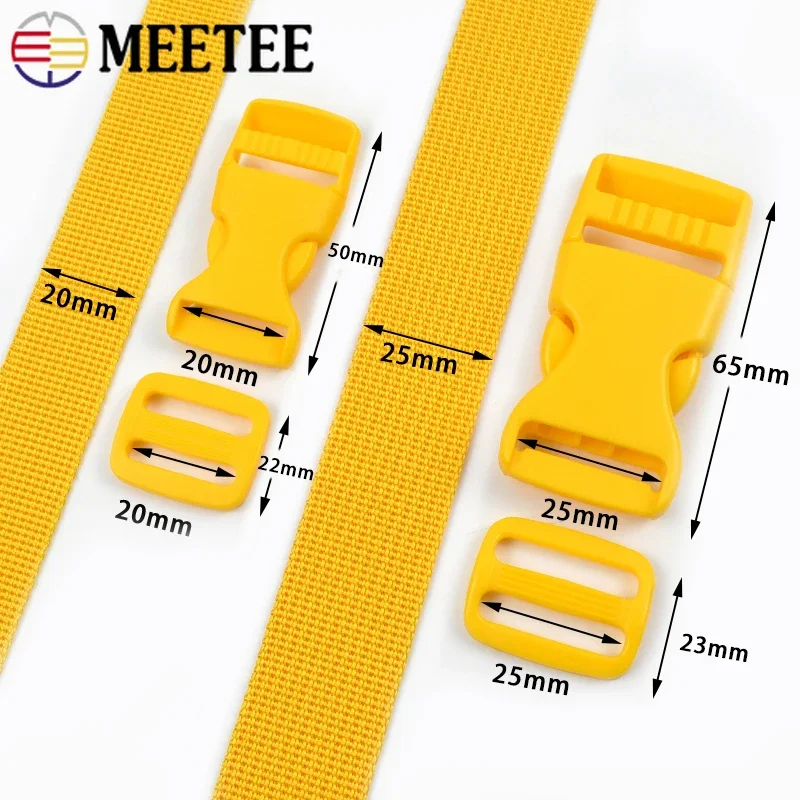 2/5/10 Set 20/25mm Nastro in nylon + Fibbia a sgancio laterale in plastica + Chiusura Tri Glide Zaino Cinghie per borse Fibbie Accessori fai da te  15