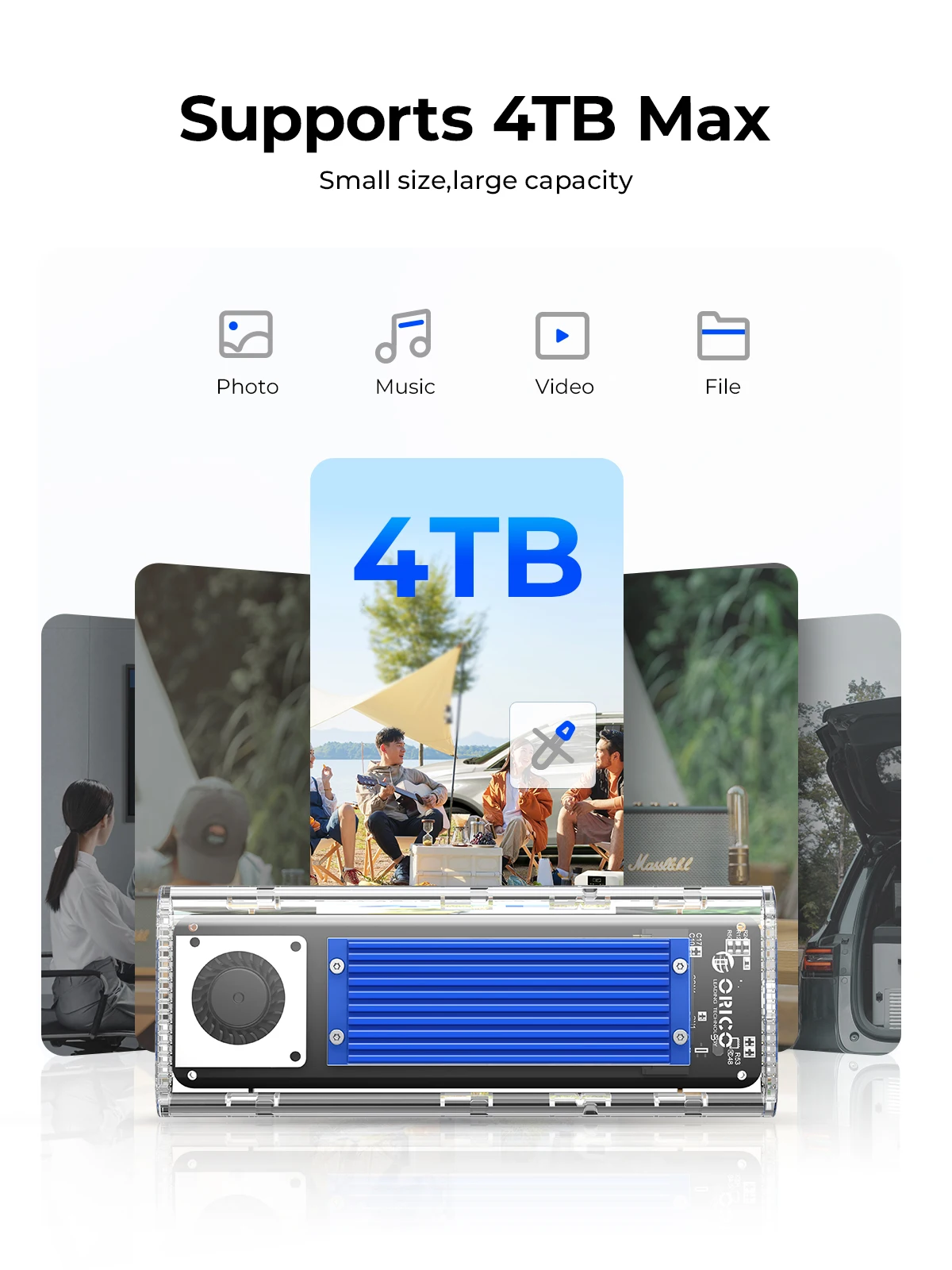 Nvme Ssd Case Enclosure com Ventilador Usb 3.2 Thunderbolt Ferramenta Adaptador Nvme Livre 4tb para Pcie m Key para Computadores Orico-m.2 - Imagem 4