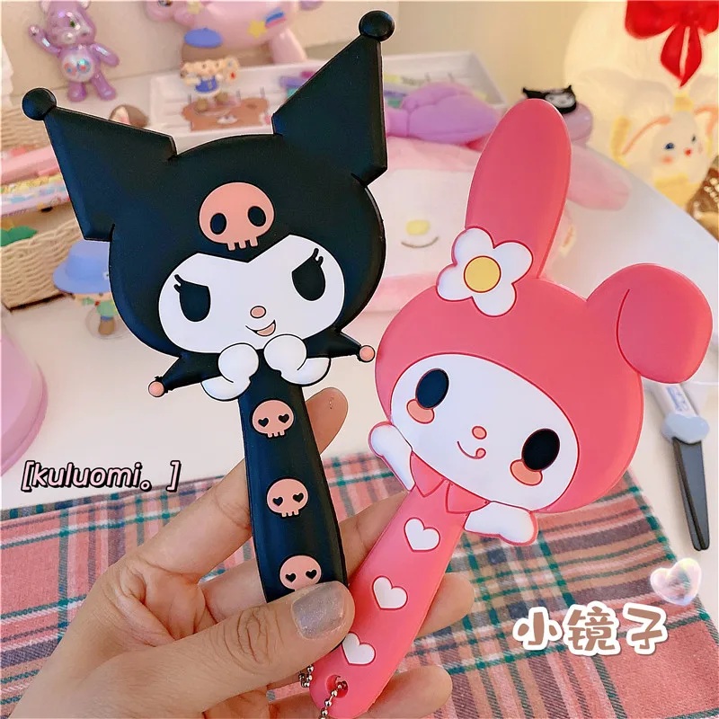 

Lovely Red Handheld Mirror Cosmetic Makeup Tool with Handle for Women Girls