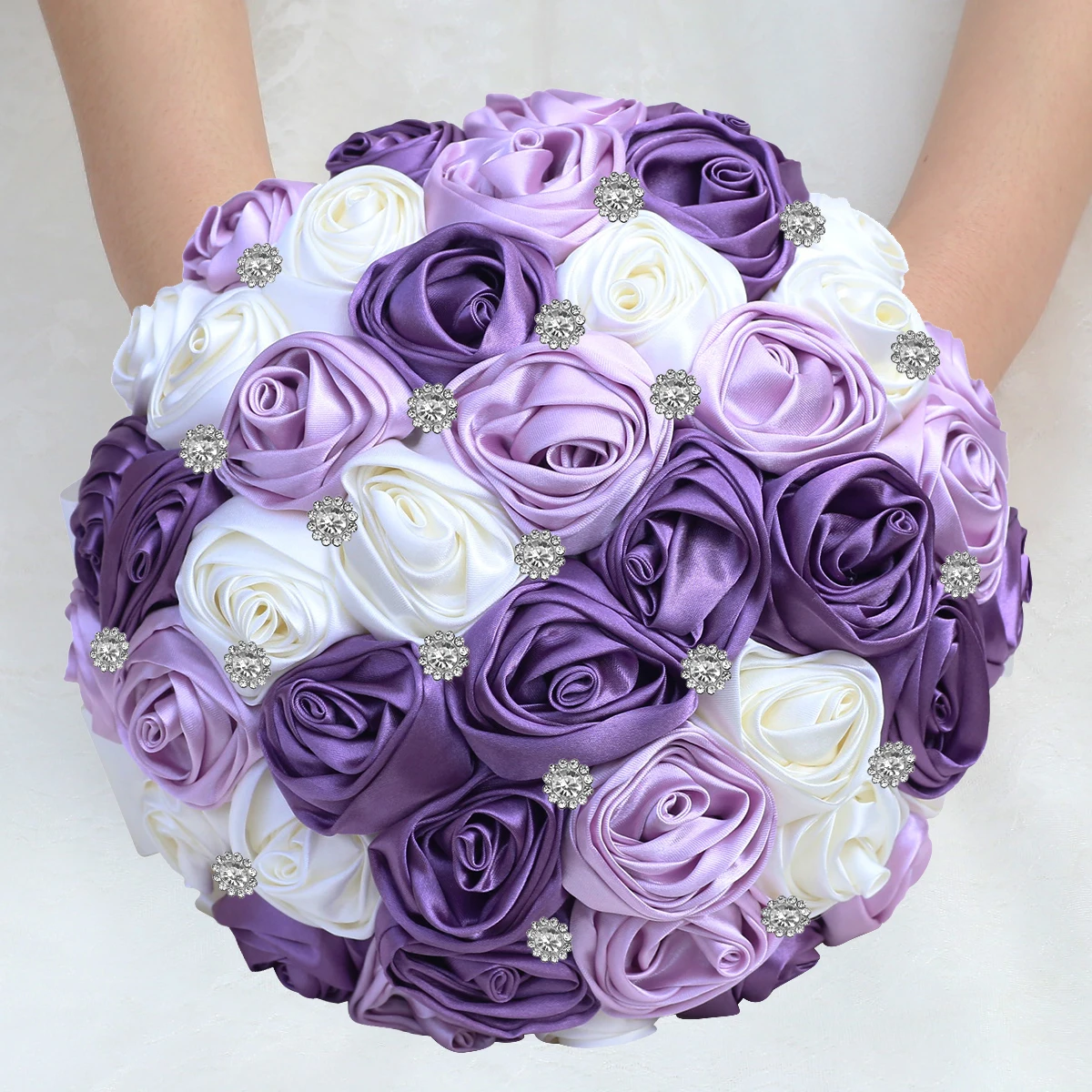 Wedding bride simulation rose rhinestone bouquet bridesmaids hand flower gift W823S